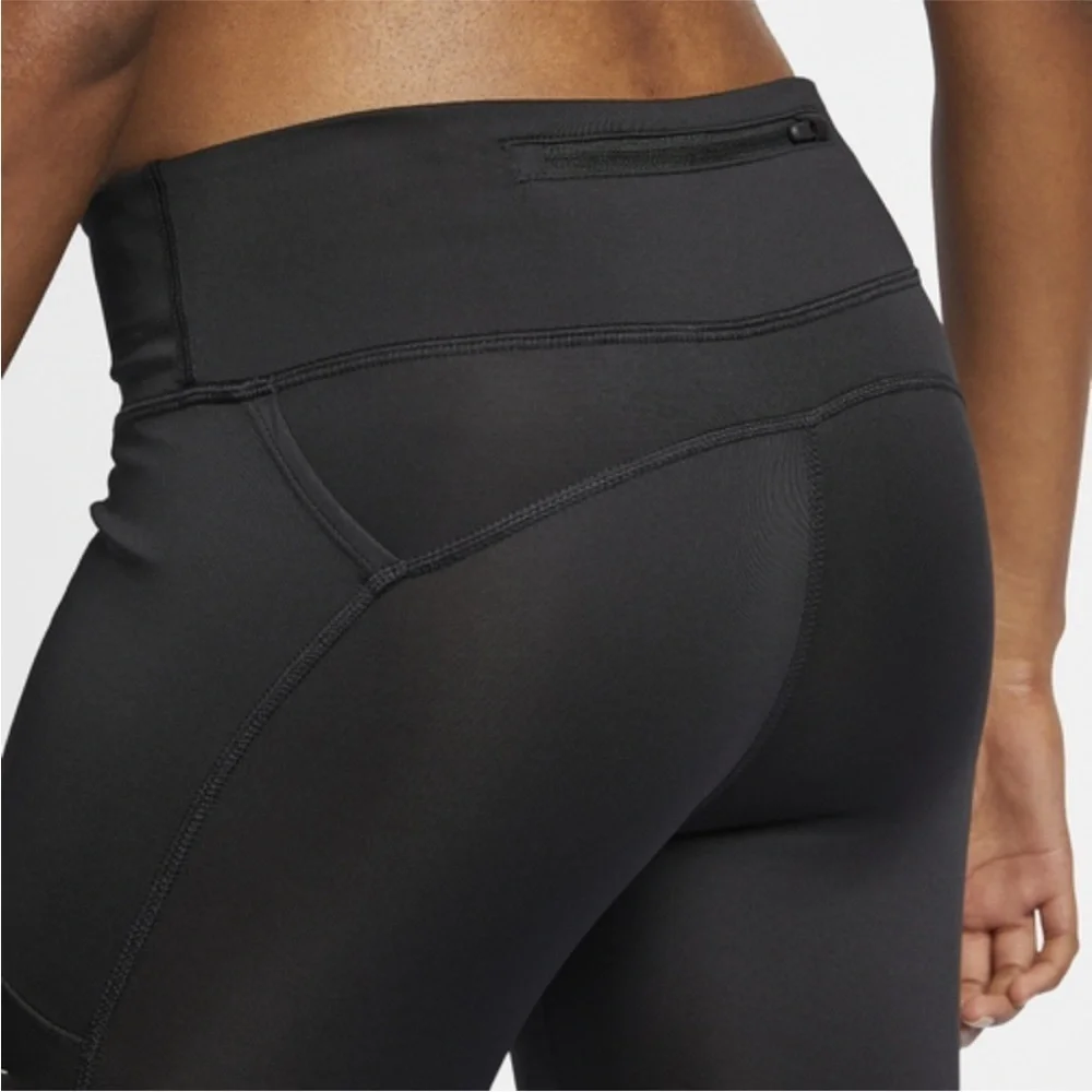 Nike Fast Dri-FIT Crop Leggings XS Black Mid Rise Athletic Running NWT